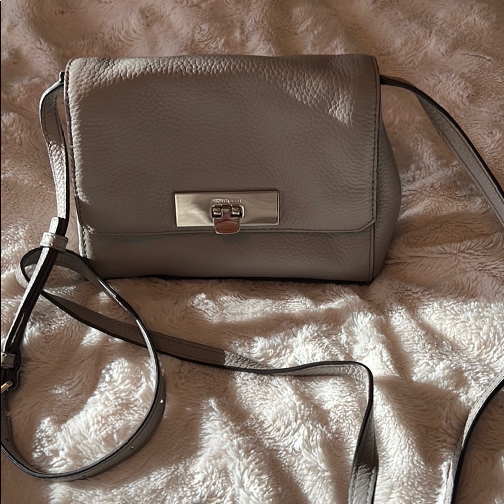 Michael Kors crossbody grey flap latch